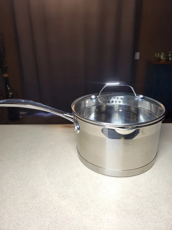Brookstone Stainless Steel Saucepan with Glass Lid - Silver