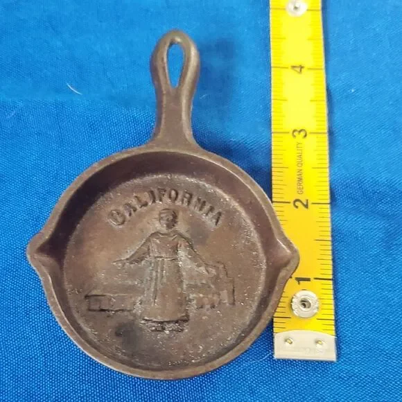 Vintage California Cast Iron Mini Ashtray Spoon Rest Small Skillet 3 Legged
