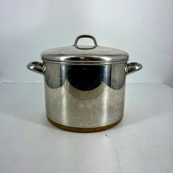 Revere‎ Ware Vintage  Stainless Steel Copper Bottom Stock Pot with Lid 10 Qt