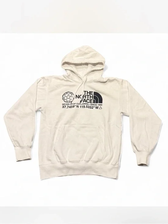 The North Face Cream Pullover Hoodie with Black Chest Logo