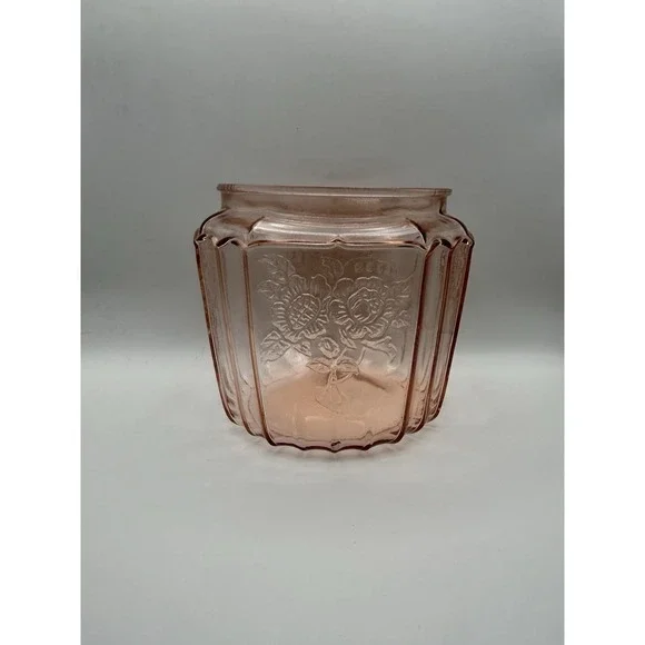 Vintage Anchor Hocking Pink Mayfair Open Rose Pink Depression Glass Cookie‎ Jar