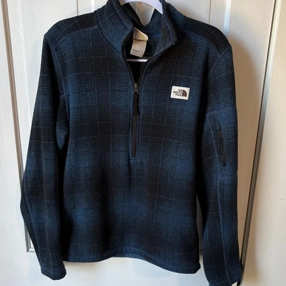 The North Face Men's Black‎ and Blue Plaid Zip-Up Sweater