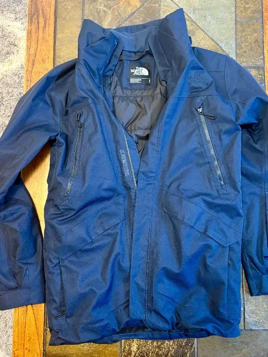 The North Face HyVent Waterproof Hooded Shell Jacket Men's Blue Full Zip Pockets