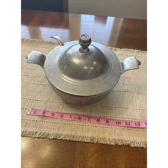 Vintage‎ Carson Freeport Pewter Soup Tureen with Ladle 2 Quart