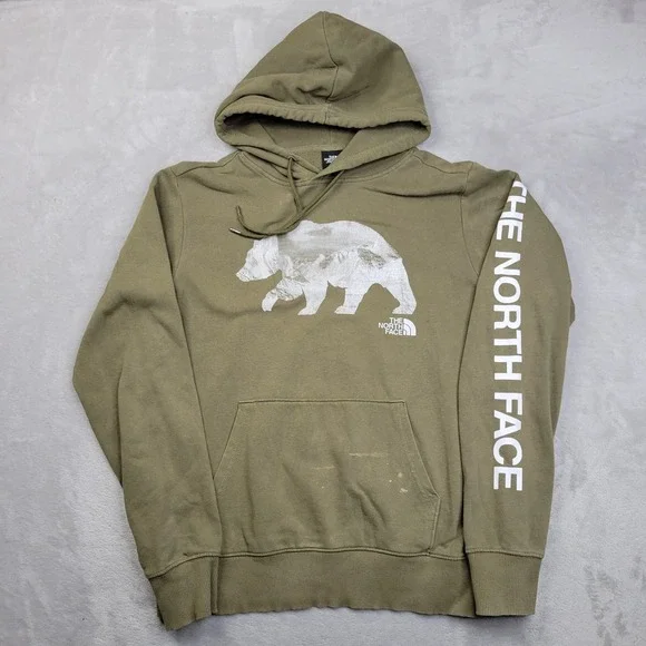 North‎ Face Hoodie Mens Small Bear Graphic Pullover Sweatshirt Outdoors Sweater*