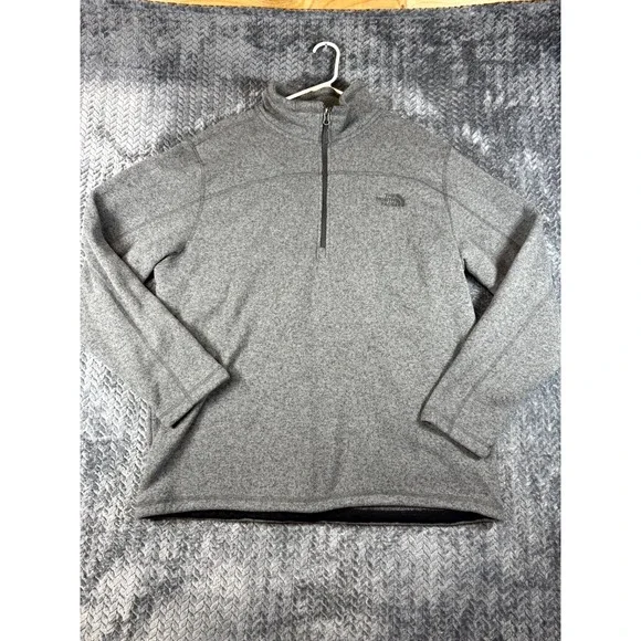 The North Face‎ Sweatshirt Mens 2XL Gray Sherpa Lined Cozy Mock Neck Quarter Zip