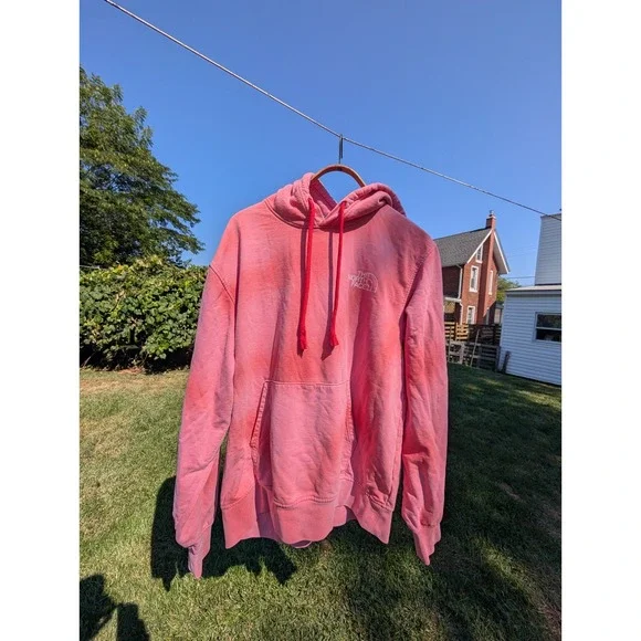 The North Face Hoodie‎ Mens Large Pink Red Drawstring Pullover Sweatshirt