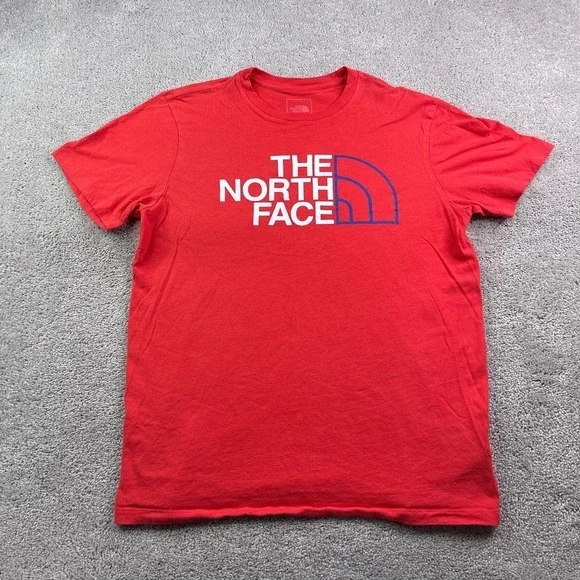 North Face Shirt Mens Medium Red Half Dome Logo Graphic‎ Tee Hiking Outdoors