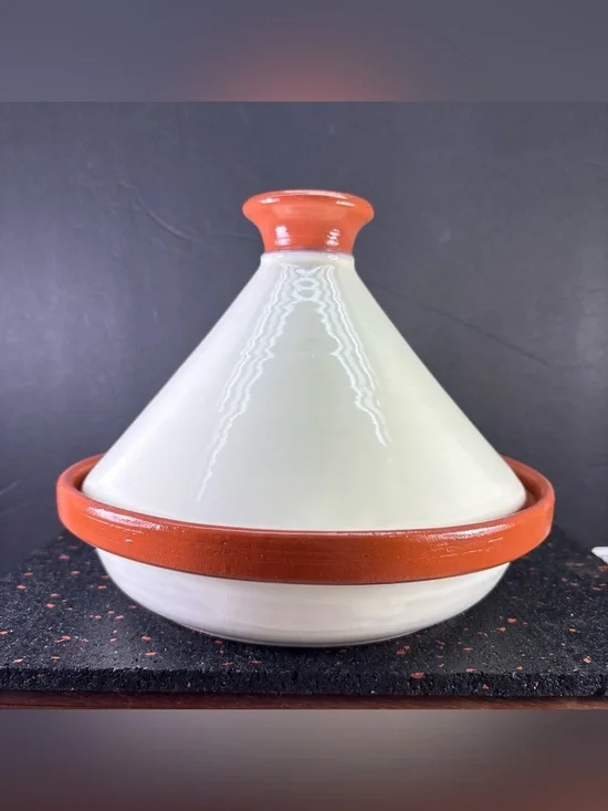 Tagine Stovetop Ceramic Cooket by Le Souk Ceramique, Made in Tunisia 7.5” X 8.75