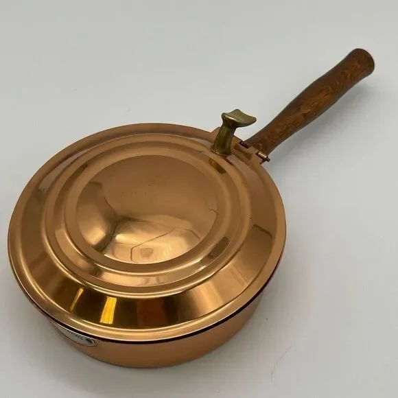 TELEFLORA Silent Butler Copper Les Bonbons Wood Handle Hinged Lid Crumb‎ Catcher
