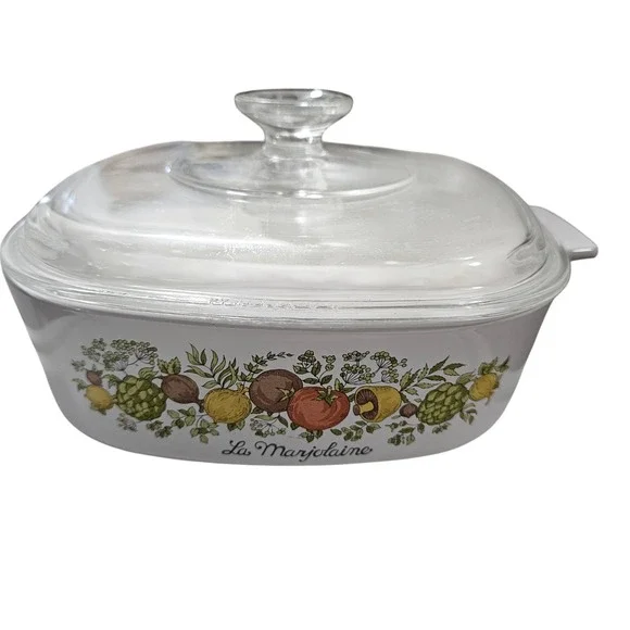 Vintage‎ Corning Ware Spice O' Life La Marjolaine Casserole Dish Glass Lid 2qt