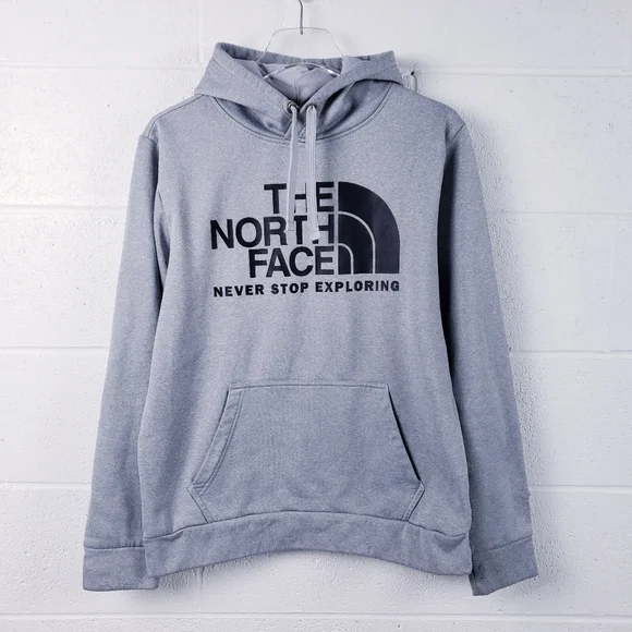 The North Face Men's‎ Medium Surgent Hoodie Grey Heather Hooded Sweatshirt Logo