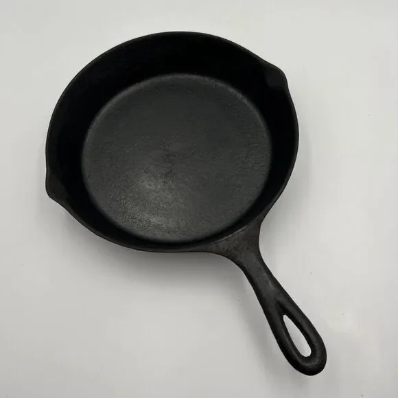 Vintage Lodge No. 6 Cast Iron Skillet 3-Notch Heat Ring Restored & Seasoned USA