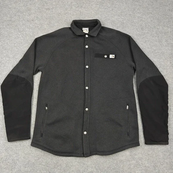 The North Face‎ Jacket Mens Large Gray Gordon Lyons Fleece Shacket Snap Pockets