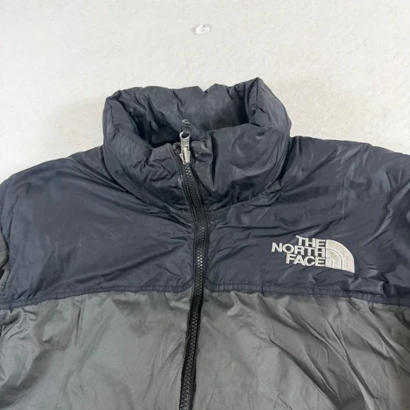 The North Face Mens Nuptse 700 Fill Down Puffer Jacket Black Grey M 8281