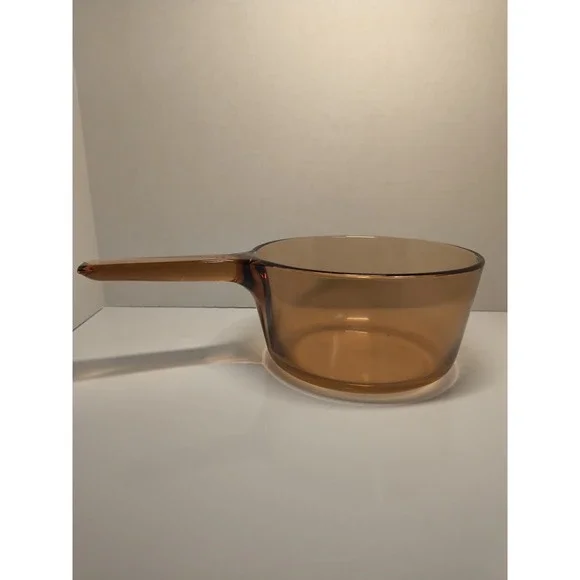 Vintage Corning Vision Ware 1.5 L Fireside Brown Amber Glass Pot Sauce Pan 6