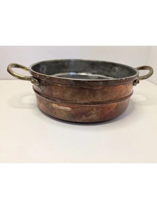 Vintage Copper & Brass Bowl  Handles - 6.5