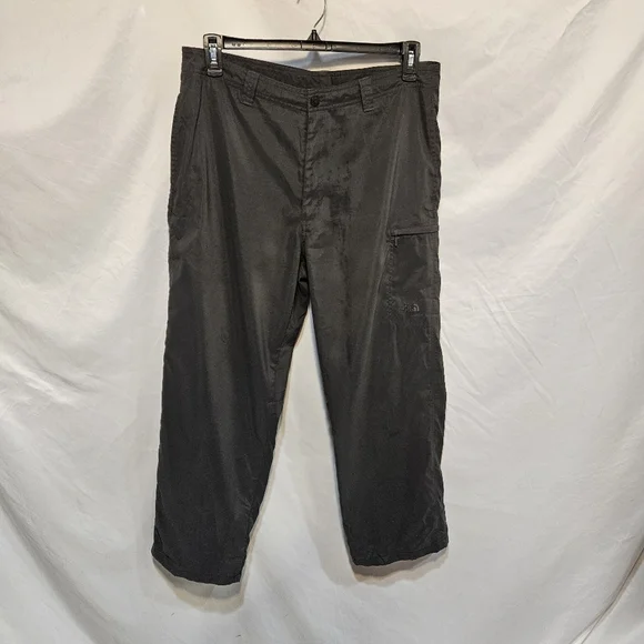 The North Face Mens Size 36 Nylon Spell Out Cargo Hiking Trail Cargo Pants Gray