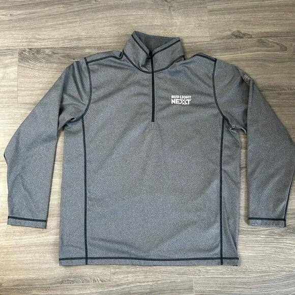 The North Face Pullover Mens XL Gray Bud Light NEXT Beer 1/4 Zip Fleece