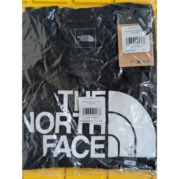 NWT The North Face Mens Large Half Dome Logo T-Shirt Black Short Sleeve