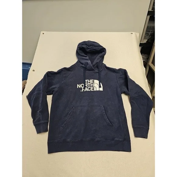 The North Face Hoodie Men's Medium Blue Pullover Logo kangaroo Pouch y2k