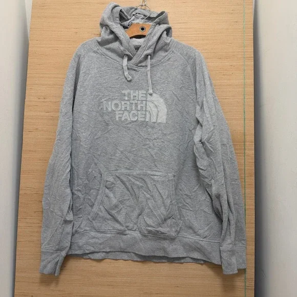 The North Face Mens XL Heather Gray Embroidered Logo Pullover Hoodie Sweatshirt
