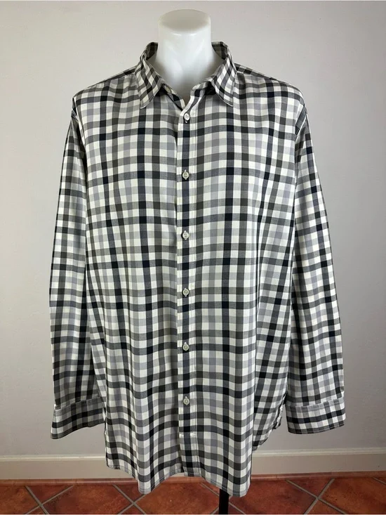 The North Face Men’s Black & White Plaid Button-Down Shirt
