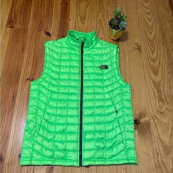 The North Face Men's Thermoball Full Zip Quilted Puffer Vest Size SM Neon Green