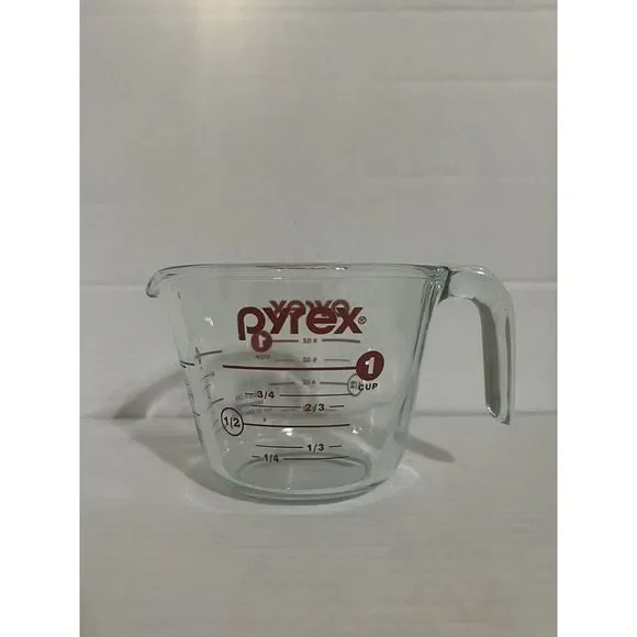 Vintage Pyrex 1 Cup 250ml‎ Glass Corning Measuring Cup Ladle Handle Red Ltr #508