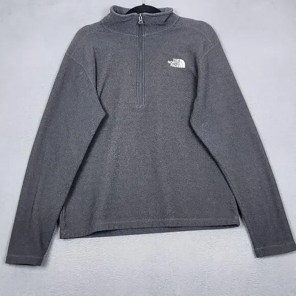 North Face Pullover Mens Large Gray Fleece 1/4 Zip Long Sleeve Hiking Outdoor