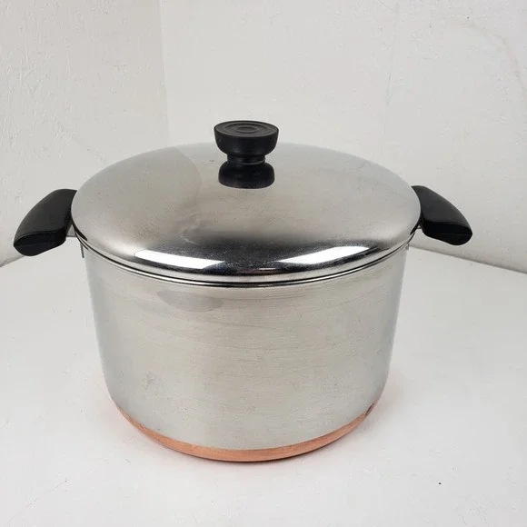 Revere Ware 1801 Copper Clad Bottom Stainless Steel Stock Pot with Lid 9