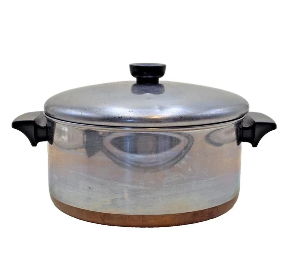 1801 Revere Ware 4 1/2 Quart -98 C Stockpot Copper Bottom Stainless Steel USA