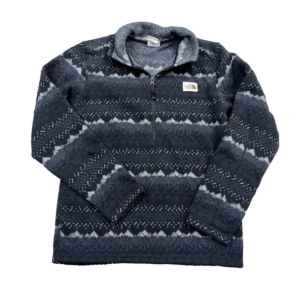 North Face Sweater Men Small Black Pullover 1/2 Zip Gordon Lyons Geometric