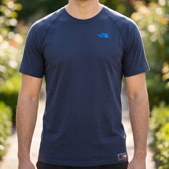 The North Face Mountain Athletics FlashDry Navy Blue Raglan Training Shirt Mens