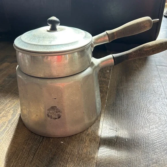 Vintage Griswold Cast Aluminum 2 Qt Double Boiler Erie PA USA with Lid 702
