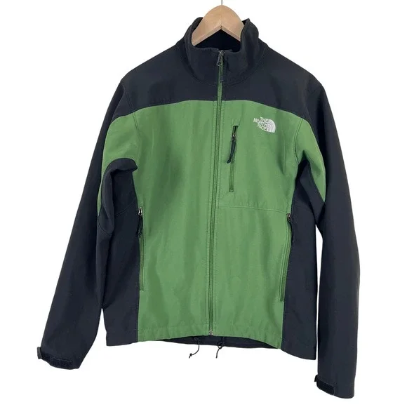 The North Face Softshell Jacket Black Green Full Zip Mens‎ Size Large