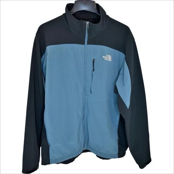 North Face Bionic Jacket Men XL Black Blue Soft Shell Wind Resistant Water Repel