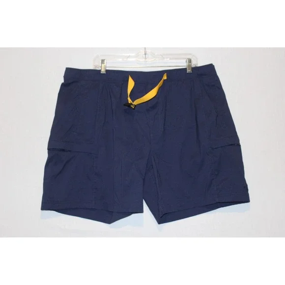 The North Face Mens Navy Blue Hiking Cargo Shorts XXL Elastic Waist Cinch Cord