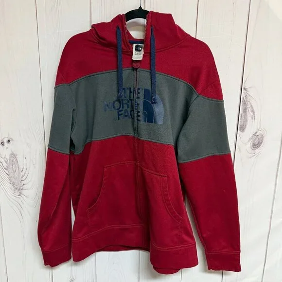 The North Face‎ Colorblock Full-Zip Hoodie – Red/Gray – Men’s XL – EUC