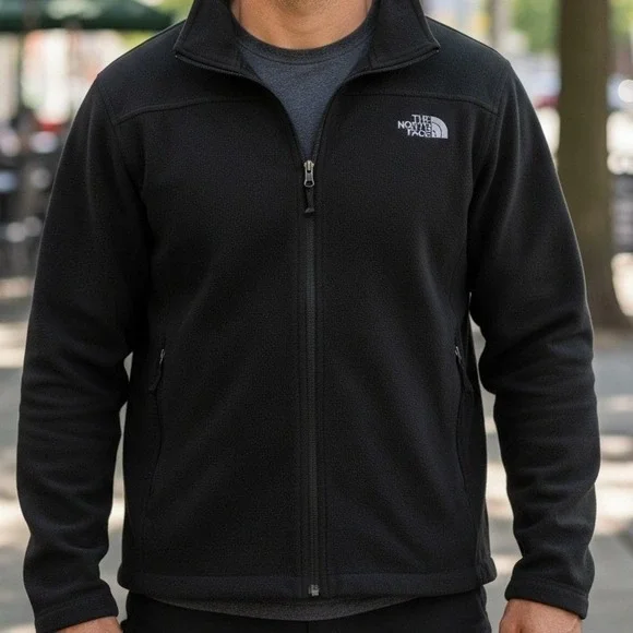 The North Face WindWall Fleece Jacket Full Zip Black Mens Outdoor Hiking‎ Layer