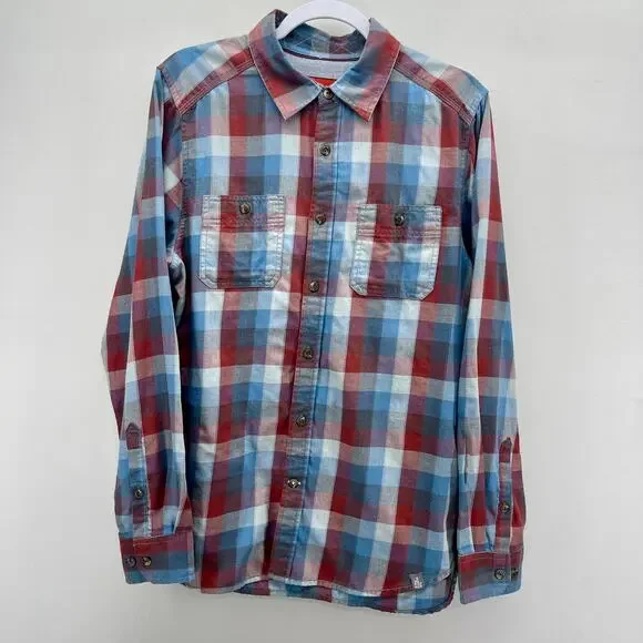 The‎ North Face Button Down Shirt Mens Medium Blue Red Plaid LS Outdoor Gorpcore