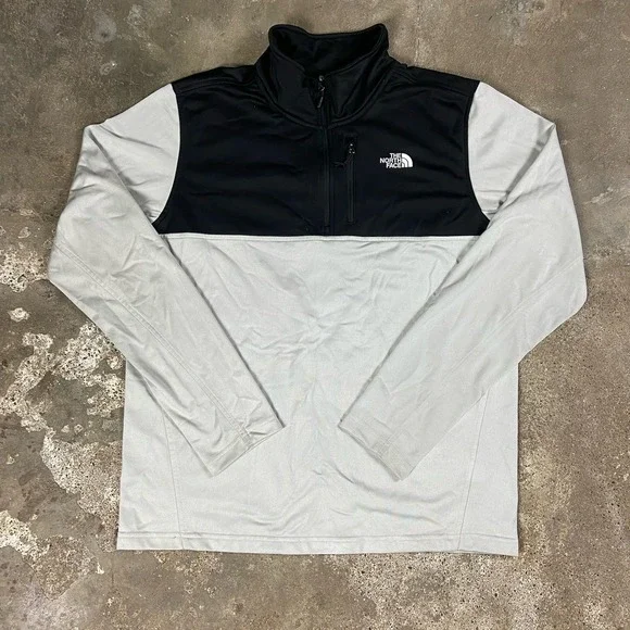 The North Face 1/4 Zip‎ Size Large Black Gray Long Sleeve Colorblock Mock Neck