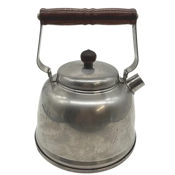 VTG Farberware‎ 752 Stainless Steel Tea Kettle 1.5 Qt Wood Handle handle Crack