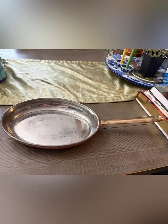 Copper-Tone Stainless Interior Fry Pan with Long Handle