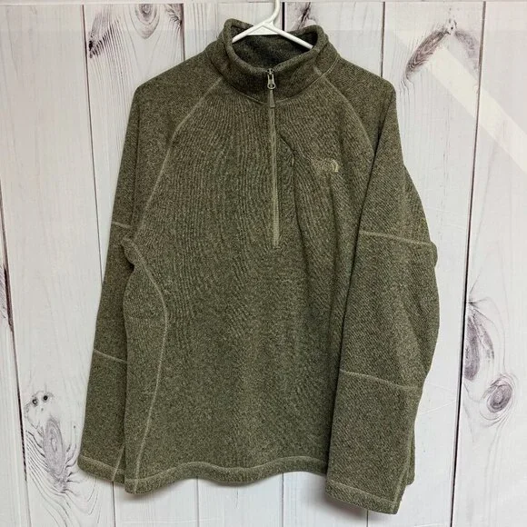 The‎ North Face Men’s Heathered 1/4-Zip Fleece Pullover L Olive EUC