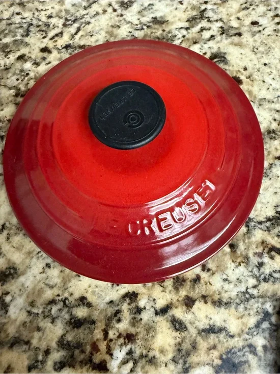 Le Creuset Red Enamel Lid with Black Knob