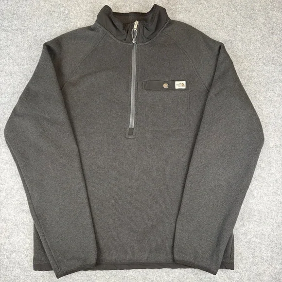 The North Face Gordon Lyons 1/4 Zip Fleece Jacket Men Large L Gray Pullover