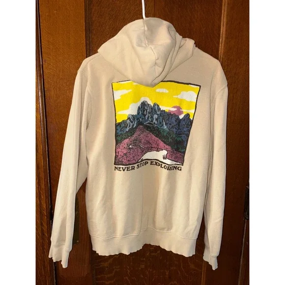 The North Face Mens Mountain Graphic Hoodie Sand Tan Medium Sustainable Outdoors