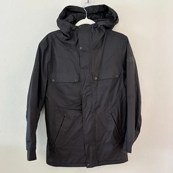 The North Face Mens Small Insulated Hooded Parka Jacket Black Zip Up