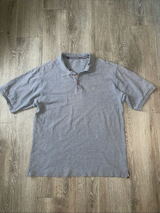 The North Face Men's Light Gray Polo Shirt short sleeve size large casual prep